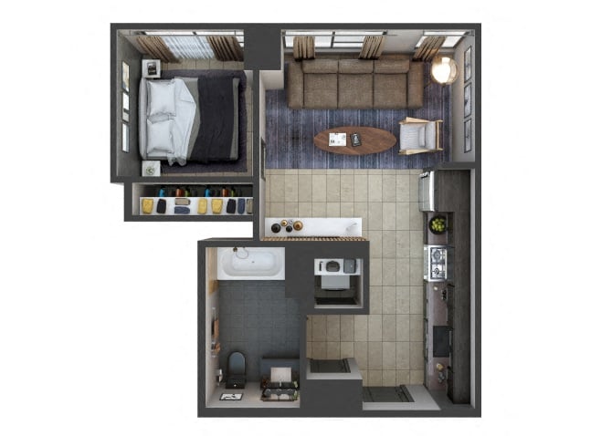 3D floor plan image for apartment W1207 at Randolph Perimeter
